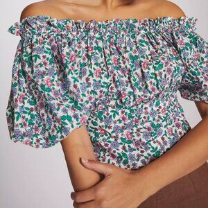 NWOT Anthropologie Banjanan Off the Shoulder Floral Blouse Top Size XS